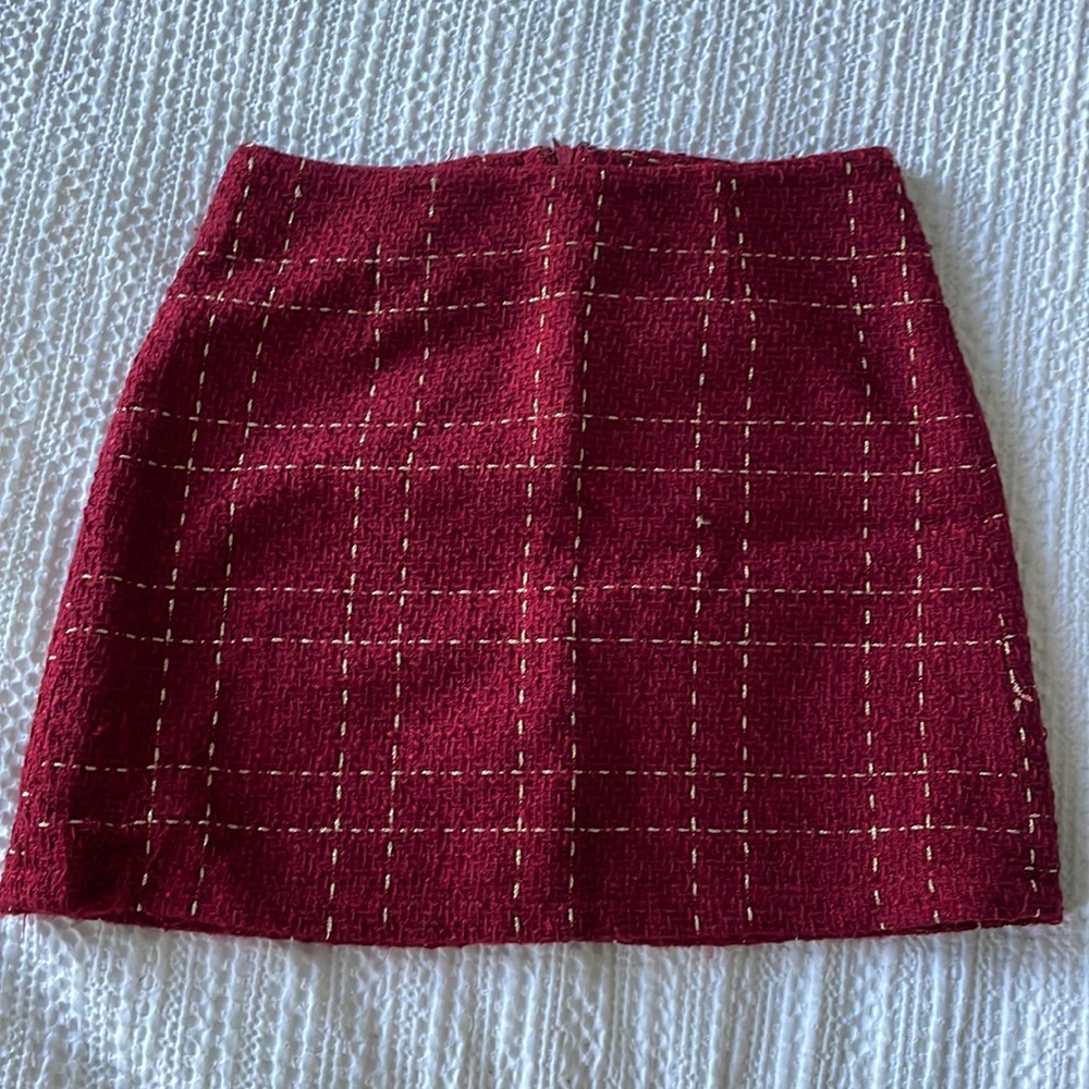 Red knit mini skirt